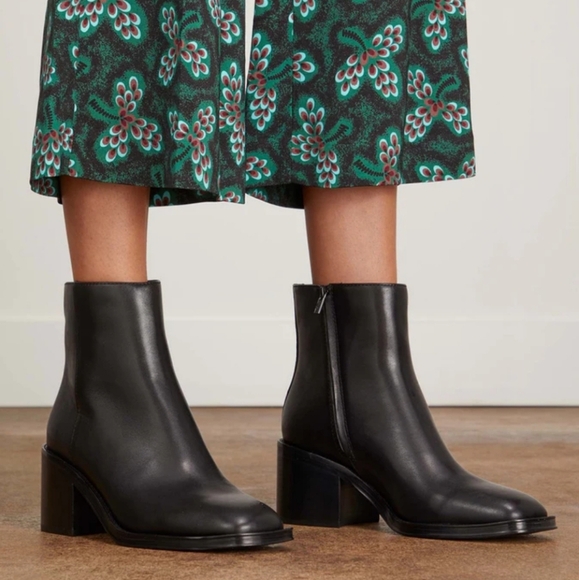 LOEFFLER RANDALL Blakely Square Toe Vacchetta Leather Chunky Block Heel Boots 8 - Picture 1 of 13